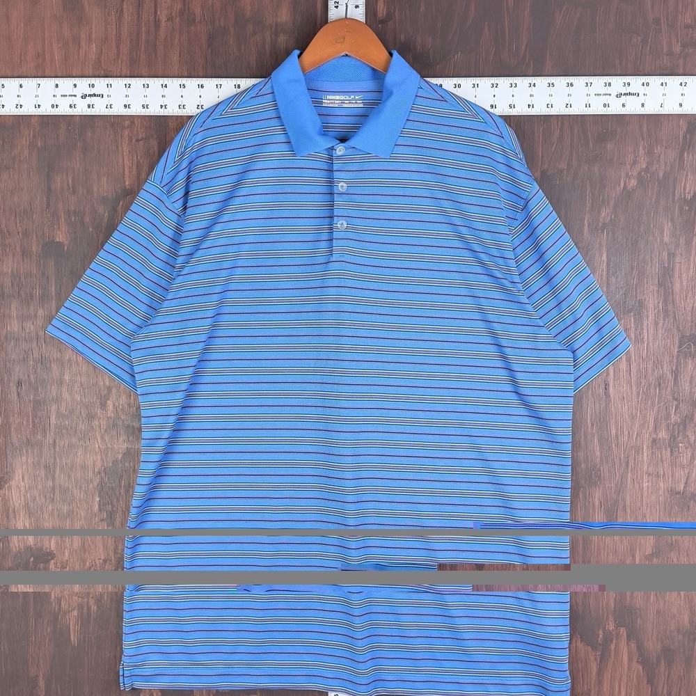 Nike Golf Fit-Dry Striped Polo Moisture Wicking   Blue Orange Men 2XL XXL‎ 2008